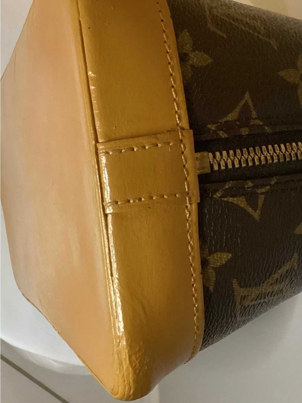Louis Vuitton Brown Monogram Satchel with Tan Handles